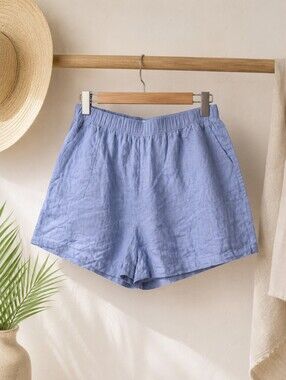 Penningtons High-Waist Light Blue Linen-Blend Shorts